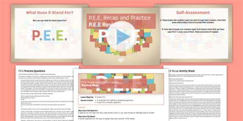 pee recap and practice lesson pack pee comprehension reading answering