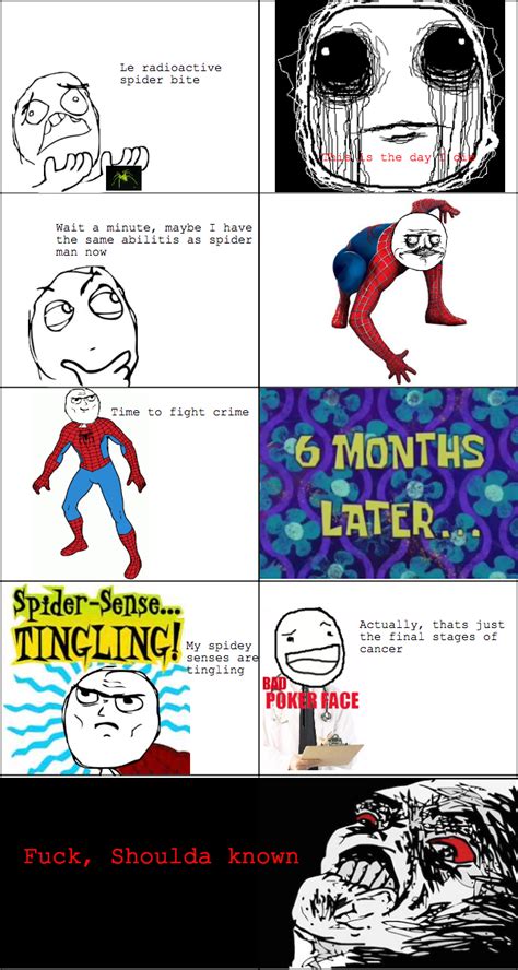 le radioactive spider bitewait a minute maybe i have the same abilitis as spider man nowtime to