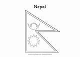 Nepal Flag Colouring Pages Coloring Template Log Sketch Nepalese Flags Shape Kids Activity Activityvillage sketch template