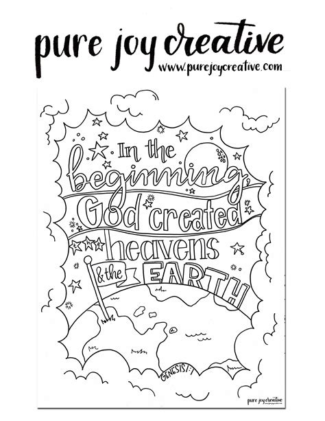 beginning god created heavens  earth genesis  printable