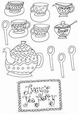 Tea Coloring Pages Party Adult Print Printable Teapot Sheets Food Book Afternoon Kids Clipart Princess Mad Printables Books Library Sally sketch template