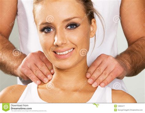 Happy Young Woman Enjoying A Massage Stock Image Image Of Happy Body