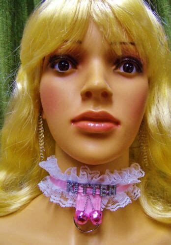 Any Size Personalize Choker Locking Lace Pink Sissy Bell Bdsm Ddlg