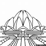 Temple India Coloring Lotus Pages Delhi Clipart Famous Places Landmarks Gate Sketch Cliparts Painting Thecolor Color Template Gif Library sketch template