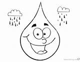 Raindrop Coloring Pages Face Simle Cartoon Printable Raindrops Template Kids sketch template