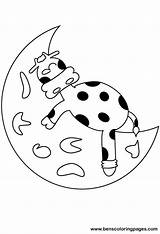 Cow Moon Coloring Over Jumping Template Sheet sketch template