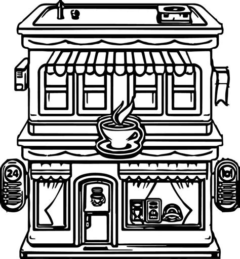 black  white drawing   coffee shop