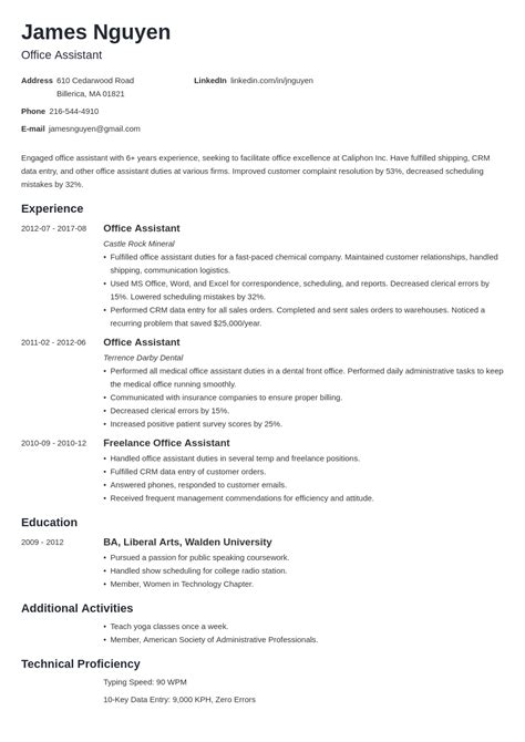 write office assistant resume examples tips