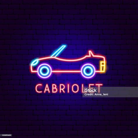 convertible neon label stock illustration  image  business car city istock