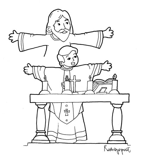 coloring page  priest celebrating mass catholic mass catholic kids