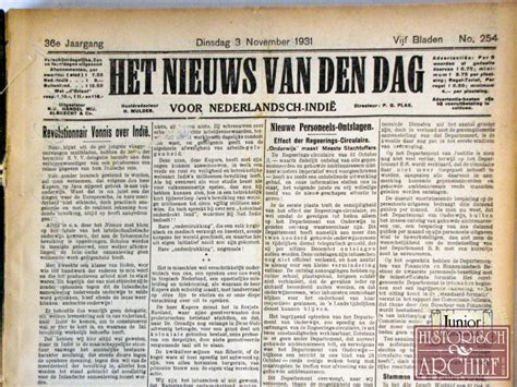 een echt historisch nieuws van den dag voor ned indie als krant van de geboortedag