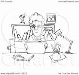 Desk Outline Reading Clipart Businessman Coloring Royalty Illustration Bannykh Alex Rf 2021 sketch template