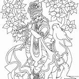 Krishna Pages Coloring Drawing Lord Outline Painting Google Radhe Getcolorings Drawings sketch template