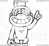 Monkey Wearing Coloring Cap Cartoon Gibbon Professor Hurricanes Clipart Miami Thoman Cory Outlined Vector Pages Logo Template sketch template