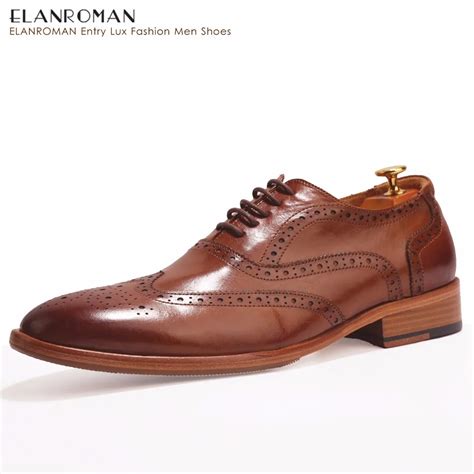 elanroman luxury brand men shoes comfort dress shoes men genuine