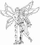 Angemon Angewomon Digimon sketch template