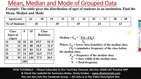 median  grouped data median  grouped data  dtw tutorials  math science