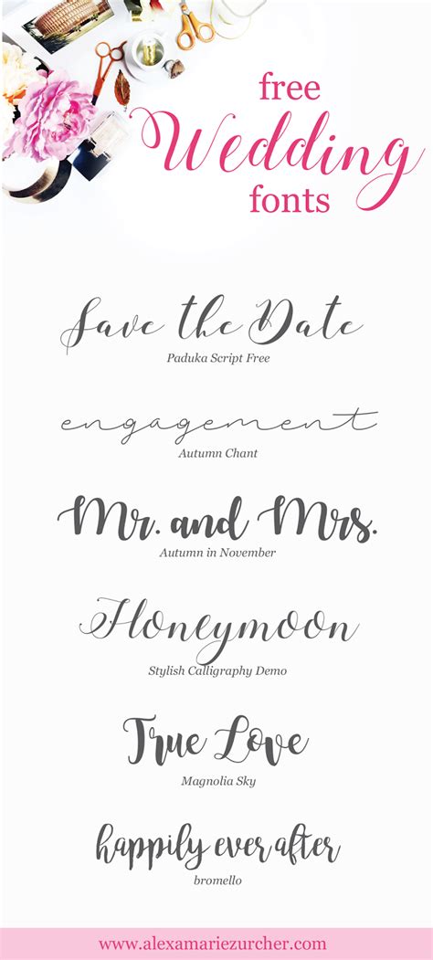 wedding fonts alexa zurcher