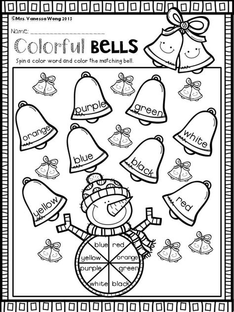 christmas math  literacy pack kindergarten colorful bells downl