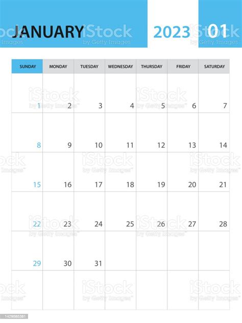 january 2023 template calendar 2023 template vector planner monthly