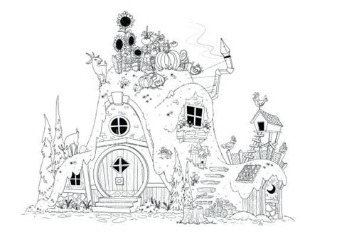 fairy house coloring pages items similar  fairy tale coloring page
