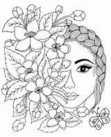 Filles Coloriages раскраски Faces Fleurs sketch template