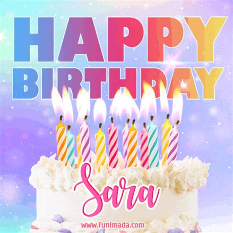 Animated Happy Birthday Cake With Name Sara And Burning