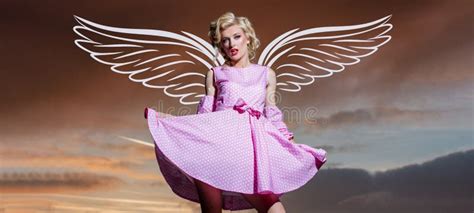 sensual woman angel with wings valentines day panoramic photo banner