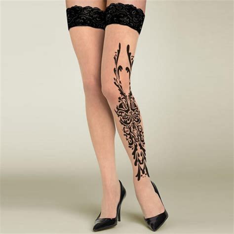 Silk Stockings With Black Design 2 Pairs Cheap In