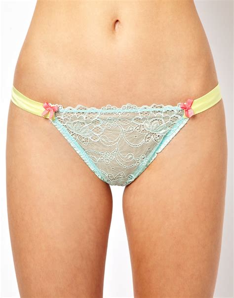 lyst little mistress mimi holliday woozie lace silk satin thong in blue