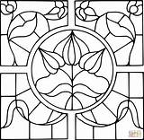 Coloring Stained Glass Printable Pages Window Popular sketch template