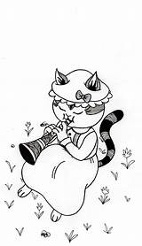 Clarinet Playing Cat sketch template