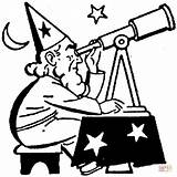 Telescope Coloring Astronomer Ancient Observing Using Sky Pages Star Wizard Drawing Gif Printable Through sketch template