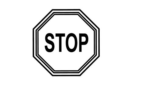 stop sign hand black  white