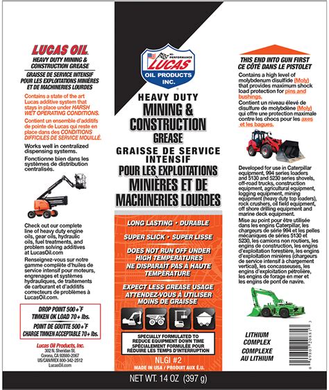Heavy Duty Mining And Construction Grease Lucas Oil Products