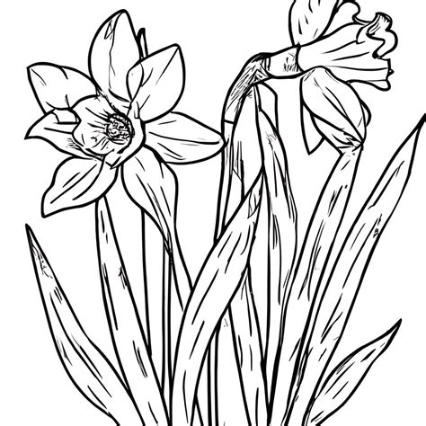 daffodil flowers coloring page creative fabrica