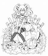 Coloring Halloween Anime Pages Drawing Nami Colouring Color Cute Manga Girl Creepy Adults Sheets Printable Lineart Ehehehe Finally Adult Done sketch template