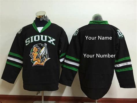 custom north dakota fighting sioux hockey jersey limited mens stitched black green white