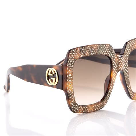 Gucci Crystal Square Frame Sunglasses Gg3861 S Tortoise 255972