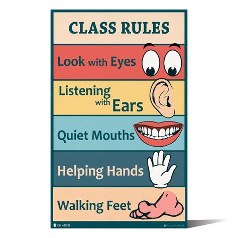 classroom rules sign chart laminated small  teachers  young students learning