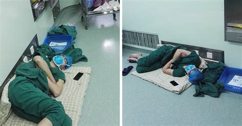 Surgeon Caught Asleep On The Floor After Epic 28 Hour