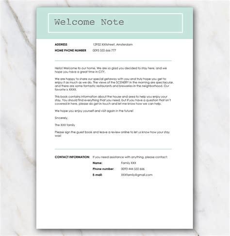 printable airbnb  letter template printable templates