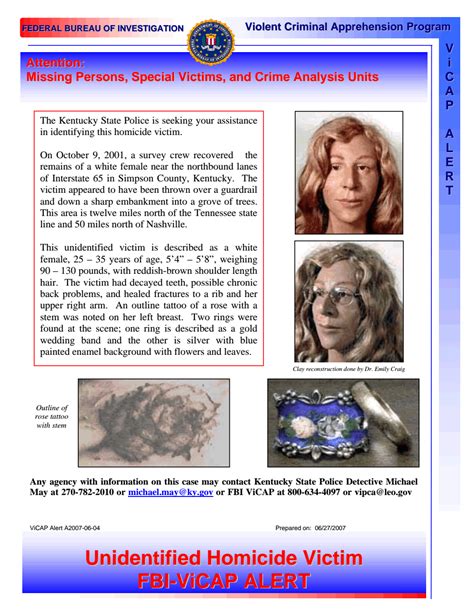 Jane Doe Simpson County Ky 2001 — Fbi