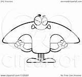 Mascot Mushroom Mad Clipart Cartoon Outlined Coloring Vector Thoman Cory Royalty sketch template