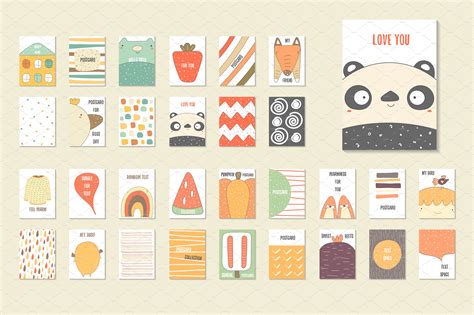 postcards set illustrator templates creative market