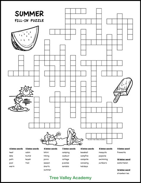 printable summer themed fill   puzzles  kids  fun