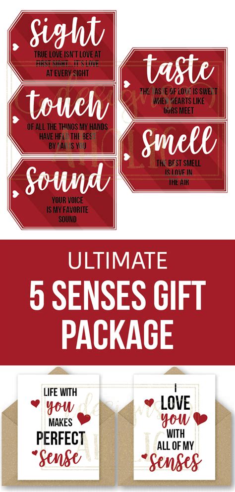 senses gift tags cards  senses gift package printables  senses
