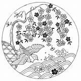 Coloring Cherry Japanese Blossom Pages Japan Tree Map Color Fan Temple Blossoms Getcolorings Dragon Drawing Book Getdrawings Bird Printable Colorings sketch template