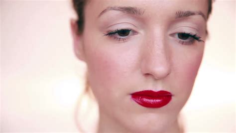 Woman Applying Red Lipstick Stock Footage Video 6809338