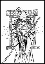 Coloring Pages Wizard Fantasy Adult Colouring Dover Book Haven Creative Books Adults Publications Color Printable Doverpublications Badass Elf Wizards Gothic sketch template